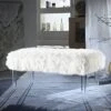 Iconic Home Trento Modern Contemporary Faux Fur Acrylic Leg Bench, White -Amazon Store 41IdQVlmR8L
