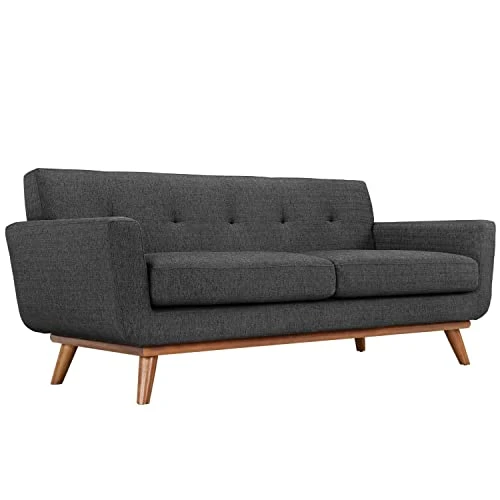 Modway Engage Mid-Century Modern Upholstered Fabric Sofa, Loveseat And Armchair In Gray 6 Modway Engage Mid-Century Modern Upholstered Fabric Sofa, Loveseat And Armchair In Gray - Image 4