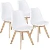 Yaheetech 4pcs Dining Chairs Upholstered Modern Chair With Soft Padded Seat DSW Eiffel Inspired Chair Accent Shell Chair With Beech Wood Legs For Home And Restaurant, White