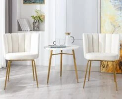Janoray Velvet Dining Chairs Upholstered Gold Metal Legs Cream Mid Century Modern Accent Chair Set Of 2 For Living Room Kitchen Dining Room, Cream -Amazon Store 41IoGcL10oL