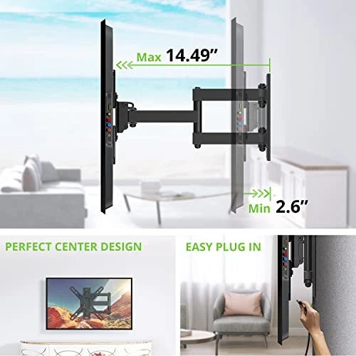USX MOUNT Full Motion TV Monitor Wall Mount For Most 13-42 Inch Flat Curved Screen TVs & Monitors Up To 55lbs, Single Stud TV Mount Bracket Articulating Arms Swivel Tilt Extension, Max VESA 200x200mm 5 USX MOUNT Full Motion TV Monitor Wall Mount For Most 13-42 Inch Flat Curved Screen TVs & Monitors Up To 55lbs, Single Stud TV Mount Bracket Articulating Arms Swivel Tilt Extension, Max VESA 200x200mm - Image 3
