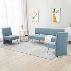 MOJAY Modern Fabric Linen Armless Love Seats Sofa, Couch For Living Room Furniture With Golden Legs For Bedroom,Small Spaces -Amazon Store 41Ir6e7LvdL. AC