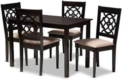 Baxton Studio Renaud Dining Set And Dining Set Grey Fabric Upholstered And Walnut Brown Finished Wood 7-Piece Dining Set -Amazon Store 41It67y5z5L. AC
