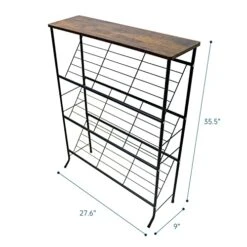 ZOES HOMEWARE 4-Tier Metal Shoe Rack For Closet Entryway,Narrow Shoe Organizer With 3 Slanted Shelves And Wood Top Shelf For Narrow Space,Skinny Space Saving Shoe Rack For Front Door,Hallway, Black 11 ZOES HOMEWARE 4-Tier Metal Shoe Rack For Closet Entryway,Narrow Shoe Organizer With 3 Slanted Shelves And Wood Top Shelf For Narrow Space,Skinny Space Saving Shoe Rack For Front Door,Hallway, Black -Amazon Store 41Iv3ThUp5L