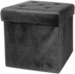 Red Co. Square Luxury Storage Ottoman With Padded Seat, Upholstered Collapsible Folding Bench & Foot Rest, Velvet Navy, 15 Inches -Amazon Store 41IxJO4QAeL. AC