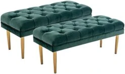 Guyou 42 In Tufted Leather End Of Bed Bench Gold Legs, Modern Vintage Entryway Ottoman Bench, Upholstered Foyer Bench With Gold Legs For Living Room Bedroom (Brown) -Amazon Store 41IxwDbYduL. AC