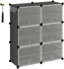 SONGMICS Shoe Rack, 6 Cubes Shoe Organizer With Doors, 24 Pair Plastic Shoe Storage Cabinet, For Bedroom, Entryway, Steel Frame, Plastic Panel, White ULPC033W01 20 SONGMICS Shoe Rack, 6 Cubes Shoe Organizer With Doors, 24 Pair Plastic Shoe Storage Cabinet, For Bedroom, Entryway, Steel Frame, Plastic Panel, White ULPC033W01 -Amazon Store 41J0k8D88aL. AC