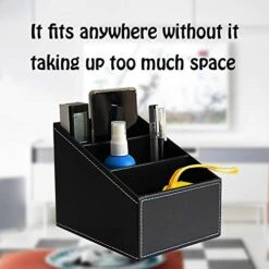 Daixers Remote Control Holder PU Leather Storage Container For TV Remote Phone Caddy Eyeglasses Desk Organizer （Black ） -Amazon Store 41J9OVcPWWL