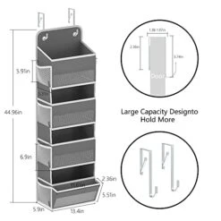 LONGD Over Door Organizer, Nursery Closet Cabinet Baby Storage, Over The Door Hat Rack, 4 Pockets And 1 Grid File Pockets Hanging Storage Boxes,45 Lbs. Weight Capacity, 1-Pack 10 LONGD Over Door Organizer, Nursery Closet Cabinet Baby Storage, Over The Door Hat Rack, 4 Pockets And 1 Grid File Pockets Hanging Storage Boxes,45 Lbs. Weight Capacity, 1-Pack -Amazon Store 41JG4qVDjGL