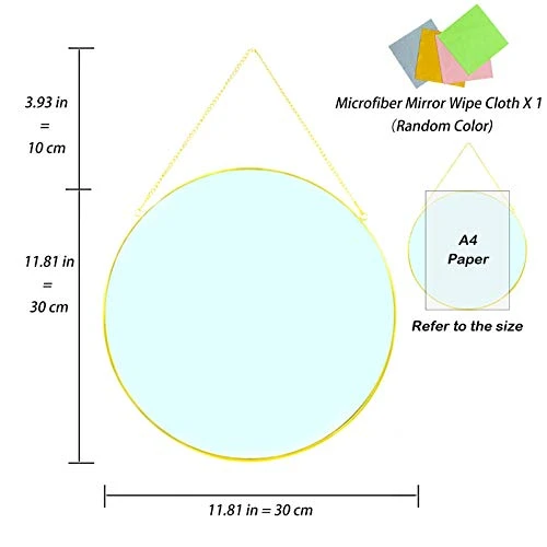 CoolXuan Round Hanging Mirror For Wall Gold 11.81” Circle Mirror With Chain Wall Mounted For Minimalist Home Decor… 5 CoolXuan Round Hanging Mirror For Wall Gold 11.81” Circle Mirror With Chain Wall Mounted For Minimalist Home Decor… - Image 3