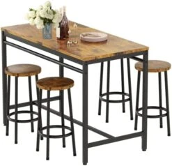 MIERES 5 Pcs Dining Table Set, Kitchen Table And Chairs For 4 Kitchen Counter With Bar Height Stools, Ideal For Pub︱Home︱Farmhouse Restaurant︱Cafe, MDF Top & Steel Frame -Amazon Store 41JN8LnKeGL. AC