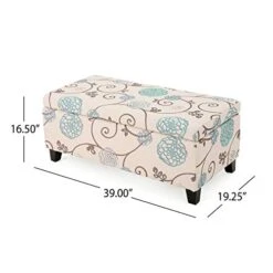 Christopher Knight Home Breanna Fabric Storage Ottoman, White And Blue Floral -Amazon Store 41JNtm4QjBL