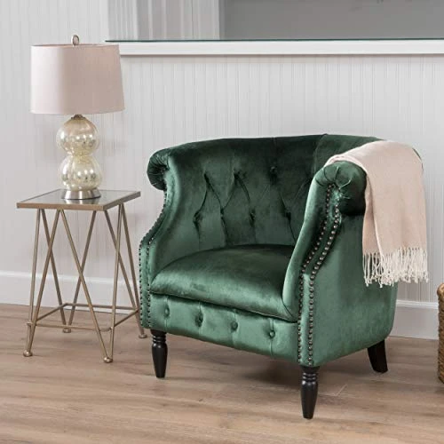 Christopher Knight Home Akira Velvet Club Chair, Emerald 29.6D X 33W X 30.25H In 4 Christopher Knight Home Akira Velvet Club Chair, Emerald 29.6D X 33W X 30.25H In - Image 2