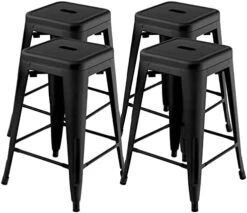 COSTWAY Metal Bar Stools Set Of 4, With Removable Back, 30'' Bar Height Stools With Rubber Feet, Stylish And Modern Chairs, For Kitchen, Dining Rooms, And Side Bar (Gun-Update, 30'') -Amazon Store 41JStddqsfL. AC
