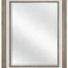 MCS 18x24 Inch Beveled Wall Mirror, 24.5x30.5 Inch Overall Size, Rustic Wood And Embossed Whitewash Finish
