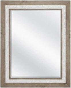 MCS 18x24 Inch Beveled Wall Mirror, 24.5x30.5 Inch Overall Size, Rustic Wood And Embossed Whitewash Finish -Amazon Store 41JSxyJcIEL. AC