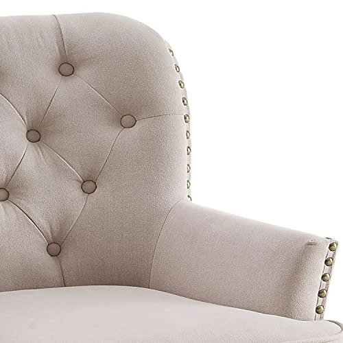 Rosevera McCarthy Furniture Ottoman Arm Living Room Comfy Small Accent Chairs For Bedroom, Standard Size, Velvet Beige 4 Rosevera McCarthy Furniture Ottoman Arm Living Room Comfy Small Accent Chairs For Bedroom, Standard Size, Velvet Beige - Image 2