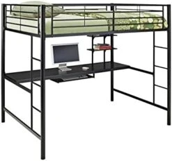 Walker Edison Elodie Urban Industrial Twin Over Futon Metal Bunk Bed, Twin Size, Black -Amazon Store 41JfOIIiFBL. AC