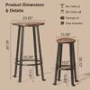 Aiho Bar Table And Chairs Set For 2 With PU Upholstered Stools, 3 Pieces Kitchen Counter Height Wood Top, Modern Pub Table Set For Kitchen Small Place - Rustic Brown
