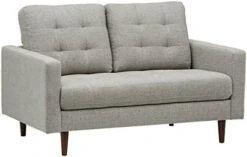 Amazon Brand – Rivet Cove Mid-Century Modern Tufted Leather Accent Chair, 32.7"W, Caramel -Amazon Store 41Jic6KIe5L. AC