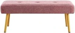 Linen Fabric Upholstered Bench With Gold Metal Legs,Shoe Changing Bench Sofa Bench Dining Chair For Bedroom Fitting Room,Store,Dining Room And Living Room (Pink) 21 Linen Fabric Upholstered Bench With Gold Metal Legs,Shoe Changing Bench Sofa Bench Dining Chair For Bedroom Fitting Room,Store,Dining Room And Living Room (Pink) -Amazon Store 41JkGAJZshL. AC