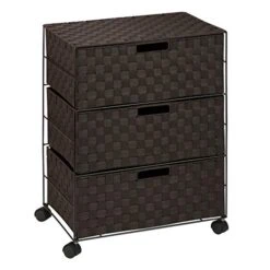 Honey-Can-Do Double Woven 3-Drawer Chest Storage Organizer, Espresso Brown, 19.5L X 13W X 26H