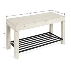 Kate And Laurel Jeran Rustic Farmhouse Bench With Iron Shoe Shelf, 36" X 14" X 20", White, Chic Entry Bench For Decor Or Storage 10 Kate And Laurel Jeran Rustic Farmhouse Bench With Iron Shoe Shelf, 36" X 14" X 20", White, Chic Entry Bench For Decor Or Storage -Amazon Store 41Jo0fcBAgL