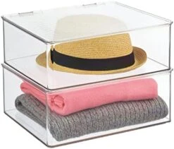 MDesign Stackable Plastic Closet Storage Container Bin Box With Hinge Lid For Organizing Shoes, Booties, Pumps, Sandals, Wedges, Flats, Heels - Lumiere Collection - 2 Pack - Clear 31 MDesign Stackable Plastic Closet Storage Container Bin Box With Hinge Lid For Organizing Shoes, Booties, Pumps, Sandals, Wedges, Flats, Heels - Lumiere Collection - 2 Pack - Clear -Amazon Store 41JoQuGo31L. AC