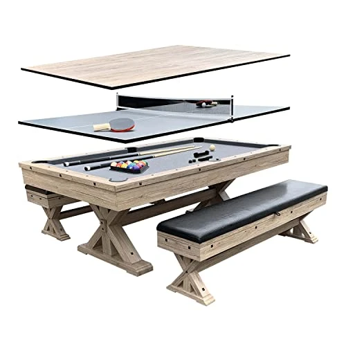 Freetime Fun Rockford 7-FT 3 In 1 Multi Game Featuring Pool Dining Table And Table Tennis Tables, Storage Benches And Upgraded Accessories Kit Included 3 Freetime Fun Rockford 7-FT 3 In 1 Multi Game Featuring Pool Dining Table And Table Tennis Tables, Storage Benches And Upgraded Accessories Kit Included