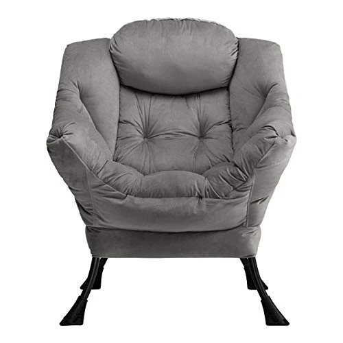 AcozyHom Modern Large Cotton Fabric Lazy Chair,Accent Contemporary Lounge Chair, Single Steel Frame Leisure Sofa Chair With Armrests And A Side Pocket, Smoky Grey 8 AcozyHom Modern Large Cotton Fabric Lazy Chair,Accent Contemporary Lounge Chair, Single Steel Frame Leisure Sofa Chair With Armrests And A Side Pocket, Smoky Grey - Image 6