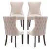 KCC Velvet Dining Chairs Set Of 4, Tufted Upholstered Wingback High-end Dining Kitchen Chair With Nailhead Solid Wood Legs, Contemporary Nikki Collection Modern Style, Beige 2 KCC Velvet Dining Chairs Set Of 4, Tufted Upholstered Wingback High-end Dining Kitchen Chair With Nailhead Solid Wood Legs, Contemporary Nikki Collection Modern Style, Beige -Amazon Store 41JsqjqKmlL