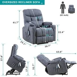 OBBOLLY Power Lift Recliner Chair For Elderly, Massage Chair Recliner With Heat, Linen Fabric Lazy Sofa Chairs With Cup Holders, USB, Side Pockets For Living Room -Amazon Store 41JuhPPEJhL