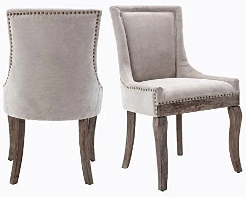 Aoowow Fabric Upholstered Side Chairs Set Of 2, Solid Wood Kitchen Dining Room Chairs With Nailheads Solid Wood Legs (Fabric Beige) 7 Aoowow Fabric Upholstered Side Chairs Set Of 2, Solid Wood Kitchen Dining Room Chairs With Nailheads Solid Wood Legs (Fabric Beige) - Image 5