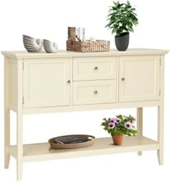 HAPPYGRILL Buffet Sideboard Solid Wood Storage Cabinet Console Table With 2 Drawers & Shelf, Buffet Server Cupboard For Kitchen, Entryway, Living Room -Amazon Store 41JyLIG1nRL. AC