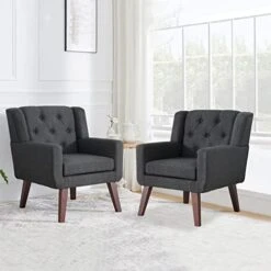 Accent Chair Button-Tufted Upholstered Living Room Chairs Comfy Reading Chair Mid Century Modern Chair With Linen Fabric Lounge Arm Chairs For Living Room Bedroom (Beige) 25 Accent Chair Button-Tufted Upholstered Living Room Chairs Comfy Reading Chair Mid Century Modern Chair With Linen Fabric Lounge Arm Chairs For Living Room Bedroom (Beige) -Amazon Store 41K3bivE2BL. AC