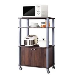 SXYMKJ Bakers Rack Microwave Stand Rolling Storage Cart With Wheels 3 Shelves 2-Door Cabinet Waterproof 10 SXYMKJ Bakers Rack Microwave Stand Rolling Storage Cart With Wheels 3 Shelves 2-Door Cabinet Waterproof -Amazon Store 41K4vScwSEL
