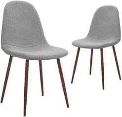 CangLong Upholstered Cushion Seat Back, Mid Century Metal Legs For Kitchen Dining Room Side Chair, Set Of 4, Light Grey -Amazon Store 41K7U9ayFPL. AC