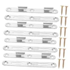 Veemoon 4 Sets Bed Rail Fasteners Metal Bracket Metal Balusters Carassosories Bed Frame Hardware Bed Rail Fittings Bed Replacement Parts Flat Silver Round Bed Iron Headboard Brackets