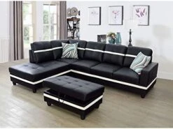 A Ainehome Sectional Couch Set L Shape 103" Wide Sofa Faux Leather For Living Room With Chaise Lounge And Removable Ottoman For Home Furniture Room Decor (Left Hand Facing,Black) -Amazon Store 41K8cX1g8tL. AC