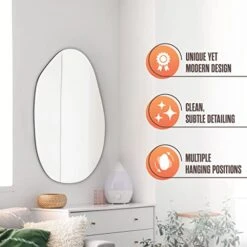 Houseables Irregular Mirror, Asymmetrical Wall Mirrors, Abstract Shaped Frame, 19.5"x33.25", Wood, Black Accent Decor, Large Body, Unsymmetrical, Weird Shape, Decorative, Asymmetric, Wavy, Modern -Amazon Store 41K9D5Mg5vL