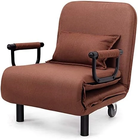 KOMFOTT Convertible Chair Bed, Tri-Fold Sofa Bed With 5-Position Adjustable Backrest & Pillow, Leisure Chaise Lounge Couch With Sturdy Steel Frame For Home & Office, Comfortable Sleeper Chair (Coffee) 11 KOMFOTT Convertible Chair Bed, Tri-Fold Sofa Bed With 5-Position Adjustable Backrest & Pillow, Leisure Chaise Lounge Couch With Sturdy Steel Frame For Home & Office, Comfortable Sleeper Chair (Coffee) - Image 9