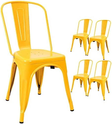 Devoko Metal Indoor-Outdoor Chairs Distressed Style Kitchen Dining Chairs Stackable Side Chairs With Back Set Of 4 (Gun) 15 Devoko Metal Indoor-Outdoor Chairs Distressed Style Kitchen Dining Chairs Stackable Side Chairs With Back Set Of 4 (Gun) - Image 13