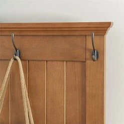 BOWERY HILL Natural Wood Hall Tree With Open Storage In Antique Brown -Amazon Store 41KFBbclrBL