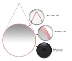 Infinity Instruments Franc Large 18 Inch Round Wall Mirror With Chain, Easy-to-Hang Circular Wall Mirror With Durable Metal Chain, Add Fashion To Any Room, Pink -Amazon Store 41KGIHG57LL