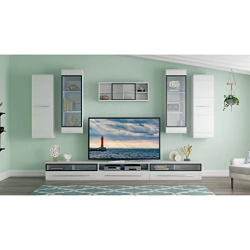 GENERIC Fever Center White Modern Contemporary MDF Lacquer Glass Doors 5 GENERIC Fever Center White Modern Contemporary MDF Lacquer Glass Doors - Image 3