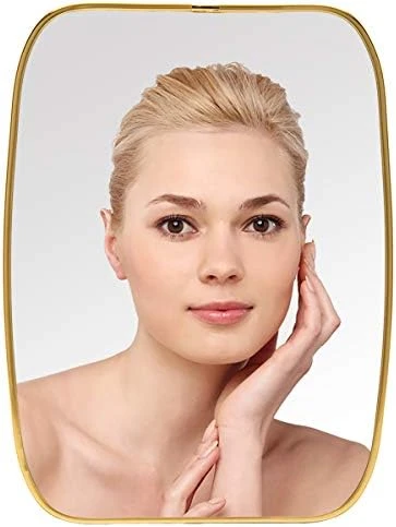 YEAKE Desk Table Stand Mirror For Make Up,Gold Hanging Wall Mirror Office With Metal Frame & Simple Bracket Can Be Assembled.(Rectangle) 8 YEAKE Desk Table Stand Mirror For Make Up,Gold Hanging Wall Mirror Office With Metal Frame & Simple Bracket Can Be Assembled.(Rectangle) - Image 6