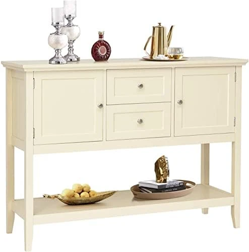 Hysache Buffet Sideboard, Wood Buffet Cabinet With 2 Drawers And 2 Storage Cabinets, Sideboard With Bottom Shelf, Ideal For Kitchen Living Room (Blue) 10 Hysache Buffet Sideboard, Wood Buffet Cabinet With 2 Drawers And 2 Storage Cabinets, Sideboard With Bottom Shelf, Ideal For Kitchen Living Room (Blue) - Image 8