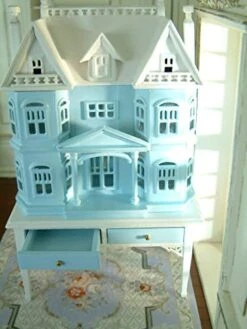 Fine Home Crafts ARTLEER Exquisite Blue White French Villa Le Chateau Cabinet Hand Painted 1/12 Scale Luxury -Amazon Store 41KKkvCikaL