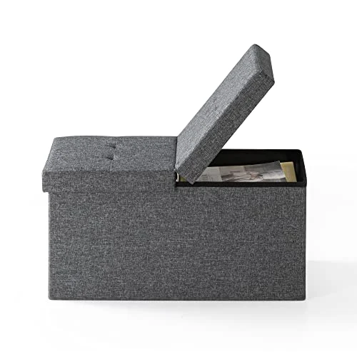 Otto & Ben 30" Storage Ottoman With SMART LIFT Top, Upholstered Tufted Bench, Foot Rest, Dark Grey 7 Otto & Ben 30" Storage Ottoman With SMART LIFT Top, Upholstered Tufted Bench, Foot Rest, Dark Grey - Image 5