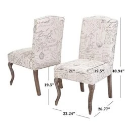 Christopher Knight Home CKH Crown Top French Script Fabric Dining Chairs, 2-Pcs Set, Beige / Script -Amazon Store 41KQ4BRZ5YL